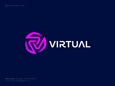 Virtual, Gaming logo design @rtist a b c d e f g h i j k l app artist brand game developer games recreational gaming logo geometric logo gradient icon logo logo designer m n o p q r s t u v w x y z modern logo monogram powerful logo spark symbol v