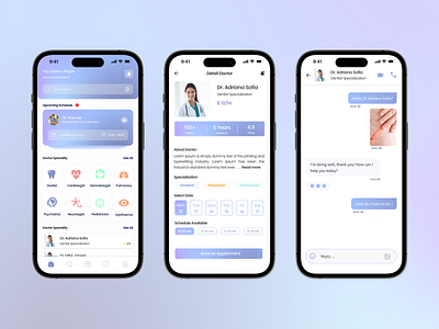 Doctor consultation app app design doctor doctorsapp figma mobile mobiledesign ui uidesign uiux uiuxdesign ux