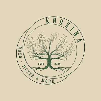 Logo Design For Kouzina Brand branding drawing logo graphic design tree logo vector