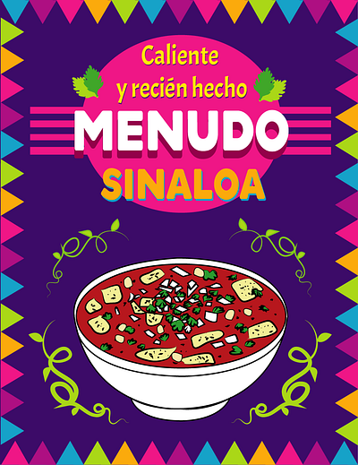 Food advertisement illustration menudo mexico