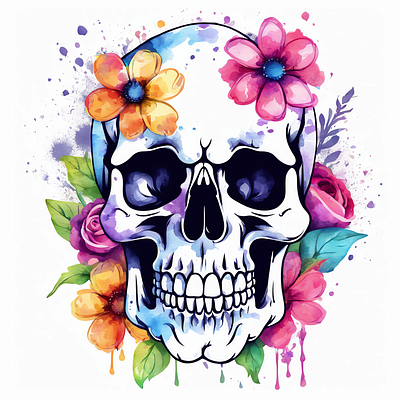 Color Splash Skull Design