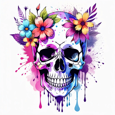 Skull & Flowers Design