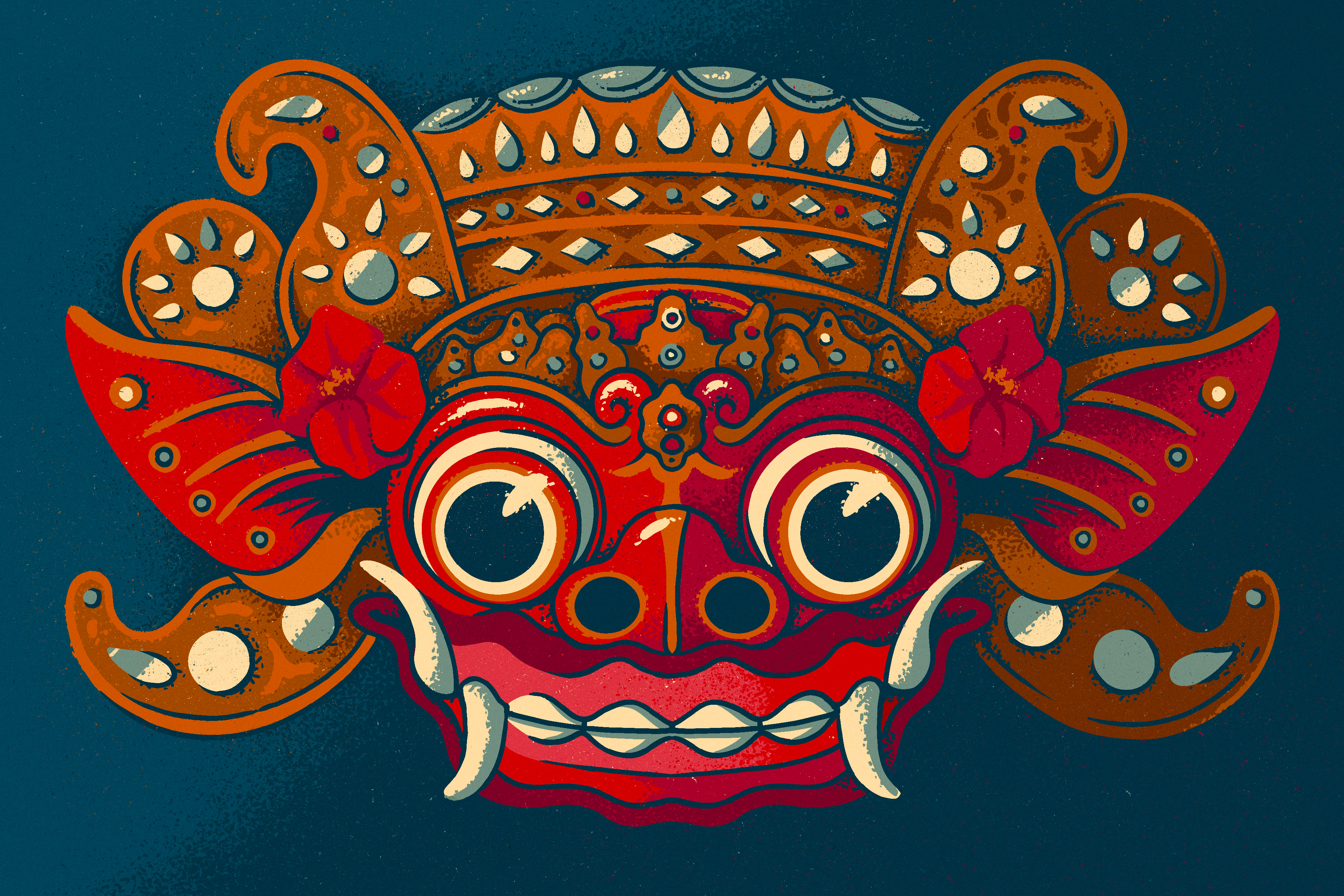 Barong authentic bali barong character demon editorial ethnic ghost illustration indonesia mask mystic ornament postcard procreate religion shamanic spirit traditional