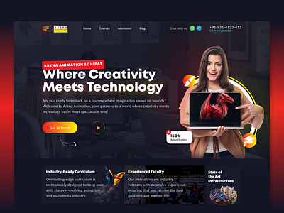 Arena Animation Landing Page UI animation arena branding contrast dark design graphic design illustration logo ux vector vibrant