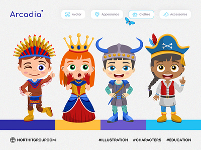 Illustrations for the online educational platform Arcadia branding characters children design education elements graphic design illustration learning online platform ui