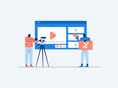 Video Marketing Campaign agency business character design flat header illustration marketing people social media video website