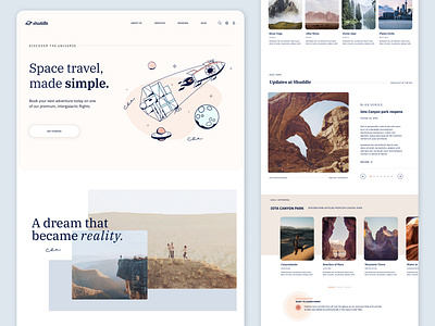 Shuddle Homepage branding case study design design systems flights homepage space travel ui