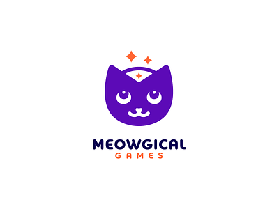 Meowgical animal logo brand design brand identity branding cat character citty design emblem game company graphic design icon identity logo logo design logotype mark monogram star symbol