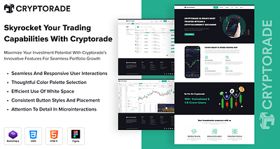 Cryptorade HTML Website Template crypto cryptorade cryptotrading css css3 currency exchange figma html html template html5 live trading tailwind tailwind template template trading platform web template website website design