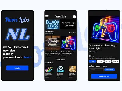 Dark UI Dribbble Shots - NeonLabs animation app branding darkui design logo screenings shots ui ux