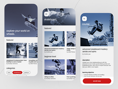 Skateboard Online Course app clean course design mobile modern online course punk skateboard ui ux