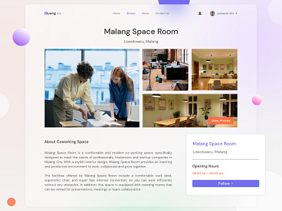 Ruang.co | Coworking Space book booking coworking glass glassmorphism room space ticket web work