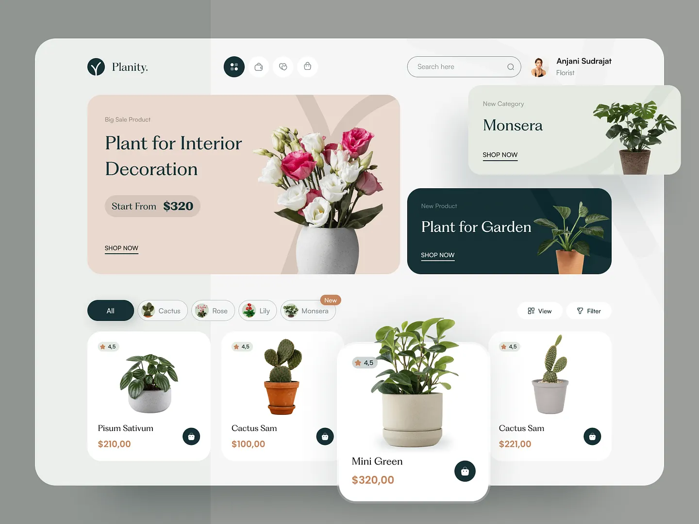 Garden Center Website Design: Modern Plant Dashboard