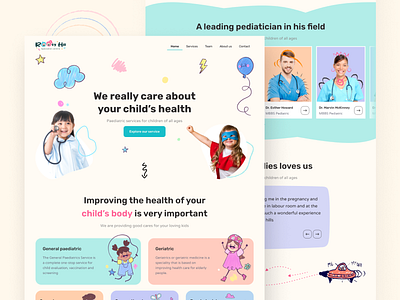 Childcare Home Page UI Design vector