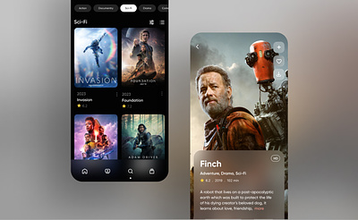 Movie streaming app app app design application branding design film movie movie streaming streamer tv shows ui ux