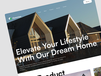 Hommies - Real Estate Hero Landing Page design hero landingpage real estate ui ux website