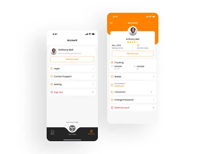 Account UI Screen screen trauxit app ui