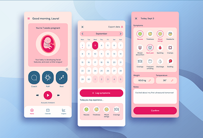 Pregnancy Symptoms Tracker app calendar mobile pregnancy symptom tracker ui ux