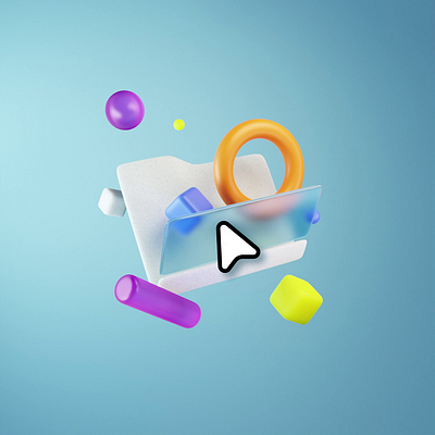 3d folder icon on hover 3d ai animation attractive basic shapes blender branding composition design fly folder icon hover identity illustration microsoft minimalistic motion simple trend ui