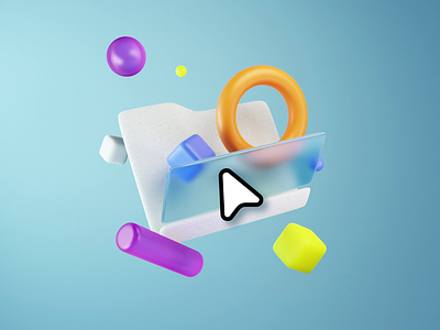 3d folder icon on hover 3d ai animation attractive basic shapes blender branding composition design fly folder icon hover identity illustration microsoft minimalistic motion simple trend ui