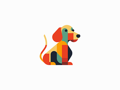 Geometric Dachshund Dog Logo abstract branding colors dachshund design dog emblem geometric icon identity illustration logo mark modern pet puppy symbol vector vet wiener