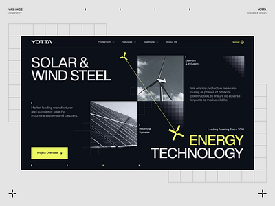 Website concept design for YOTTA animation deep blue design elements graphics hero illustration loader logo motion platform power slider solar typography ui ux web website yellow