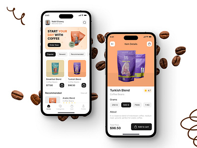 Coffee Shop Mobile App app branding coffee design market mobile shop ui ux