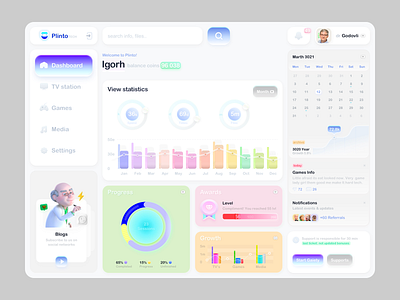 plinto dash 2d admin panel b2b bubbles style calendar widget comments dashboard data design graphic graphic design gray info morph product stats ui ux vector