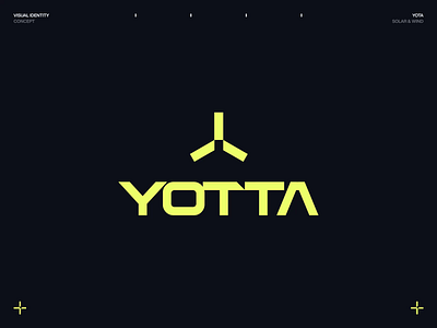 Brand identity concept for YOTTA animation branding deep blue design electric elements graphics grey identity illustration logo logotype palette power solar system typography visual yellow