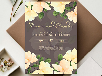 Wedding Invitation Design with Vector Magnolia Flower beautiful beauty blossom card design flower graphic design illustration invitation love magnolia spring summer template tender tenderness vector wedding wedding design white magnolia