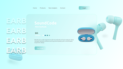 Earbuds Product Page Design branding graphic design ui