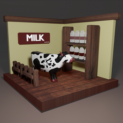 Low Poly Cow 3d art blendr design graphic design illustration modeling