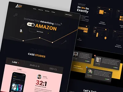 Amazon Advertising Agency Website 3d advertising agency amazon animation boost sales development graphic design illustration landing page logo marketing agency sales ui ui design uiux website