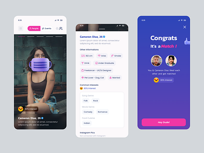 Dating Application: Find Your Partner card view clean dating app design graphic design minimal mobile mobile app ui ux