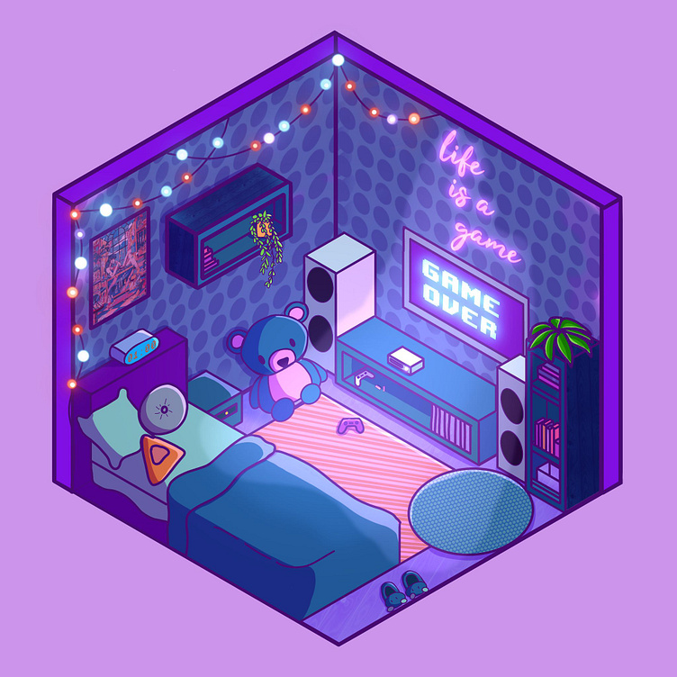 Gaming isometric room by Bianca on Dribbble