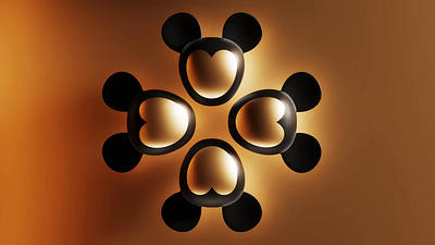 Mickey 3d animation black ears chic elegant gold head illustration luxury mickey mouse rotation shiny spinning