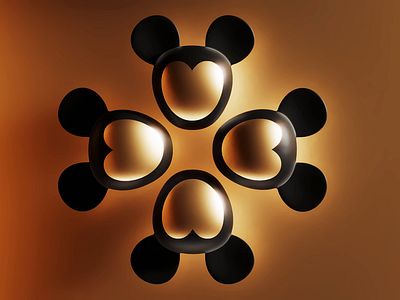Mickey 3d animation black ears chic elegant gold head illustration luxury mickey mouse rotation shiny spinning