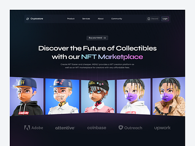 NFT Collection Website crypto crypto wallet dark theme landing page nft website tech ui ui design web 3 web ui website design