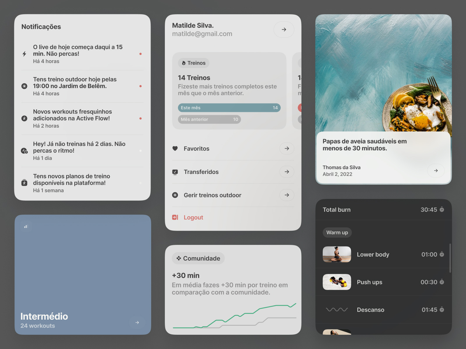 Design System of a fitness web app. app clean components design design system fitness significa ui ux web web app web design workout