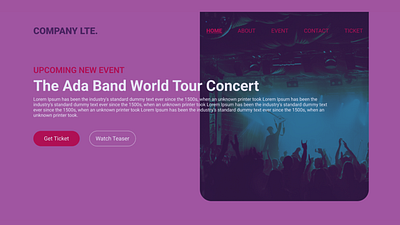 Website for Event Promotor Company Profile application design event frontend illustration promotor purple ui uiux ux website