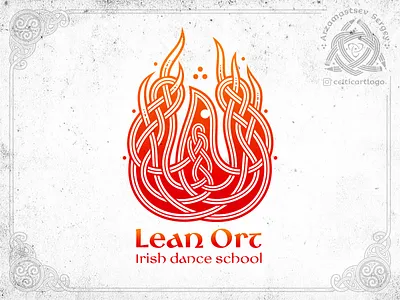 Phoenix branding celtic design emblem fire fire bird flame graphic design illustration irish irish dance irish dance school knot knotwork logo ornament phoenix