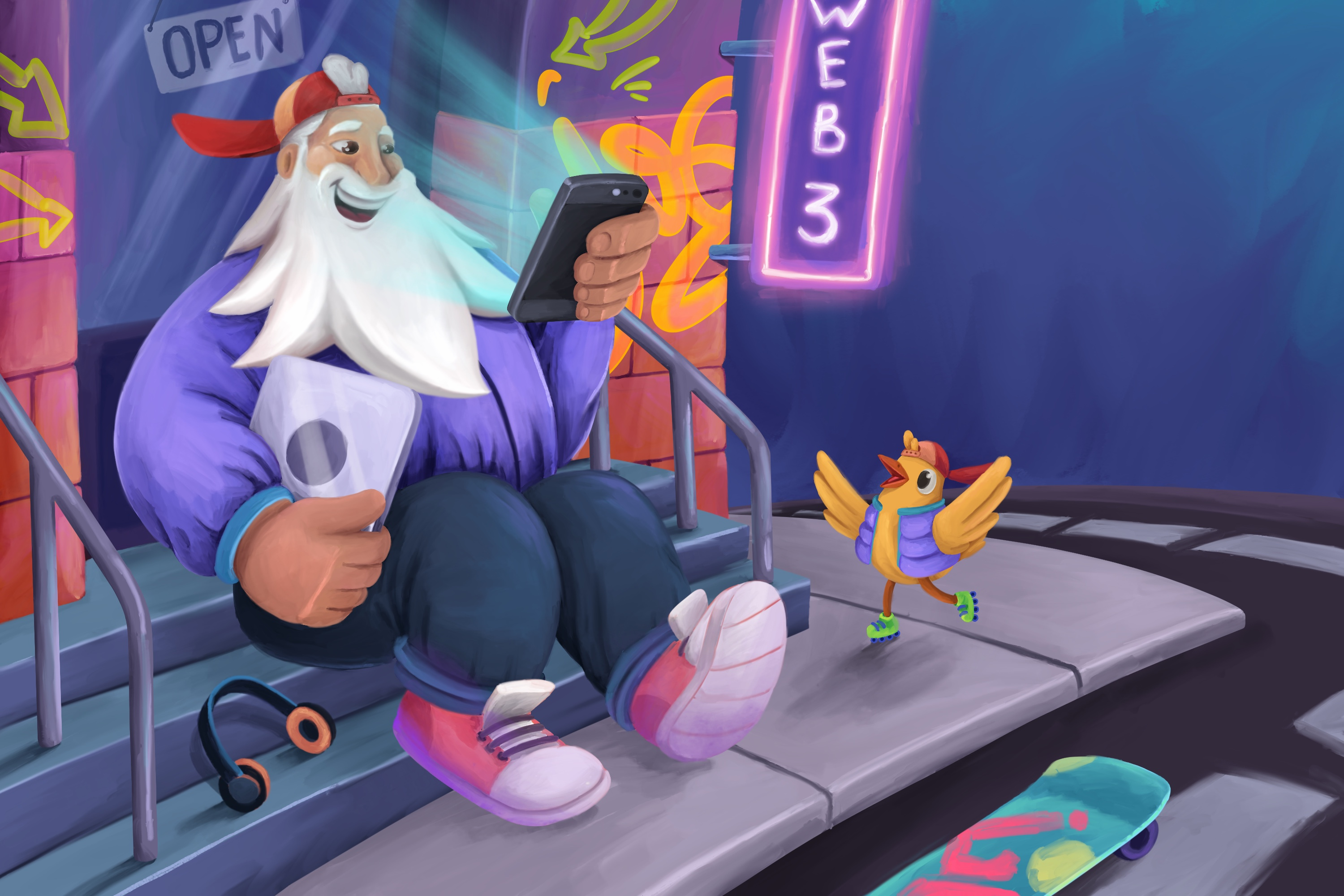 Trader Joe illustration art blockchain branding cartoon character crypto design graphic graphic design illustration man nft oilart procreate web3