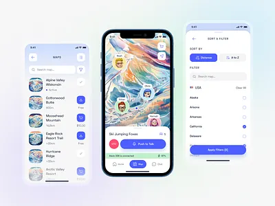 Aleck App: Helmet Audio & Comms. Part II app audio call chat colorful communication customization device ecommerce equalizer filters iot maps messages mobile app purchasing push to talk settings ui vibrant