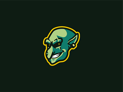 Goblin Head Mascot Logo branding esport flat goblin green illustration illustrator logo mascot mascot logo mascotlogo minimal modern vector yellow