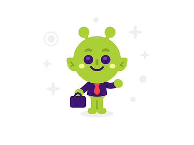 Business Alien alien app character branding business cartoon character children flat funny galaxy illustration kawaii kids logo mascot seller space ufo ui vector