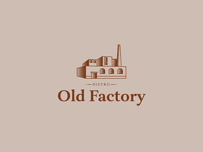 Old Factory bistro branding brown chimney factory graphic design hatches logo old old factory retro