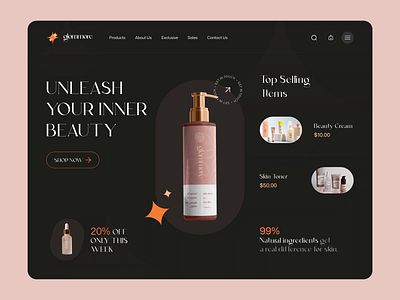 Glommore - Beauty Products Website animation beauty website branding ecommerce website graphic design hero section logo motion graphics ui website design