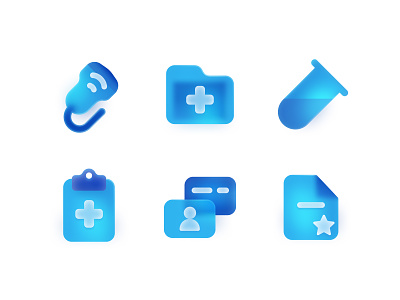 Icematte medical menu icons blue clipboard document empty state folder glass glass effect gradient icon icons illustration medical medicine menu placeholder test