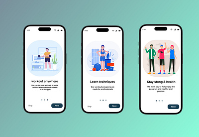 Onboarding Screen For Fitness App iphone mockup ui