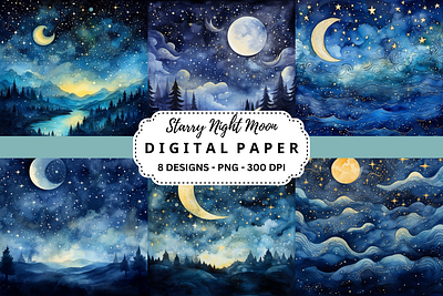 Starry Night Moon Background tumbler wrap